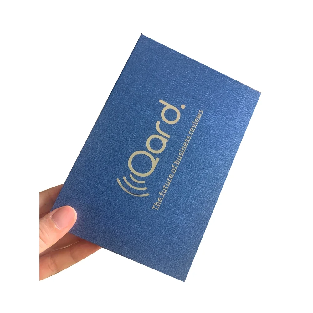 

Luxury Navy Blue Card Box Custom Logo Silver Foil Metal Card Gift Card Box for Promotion