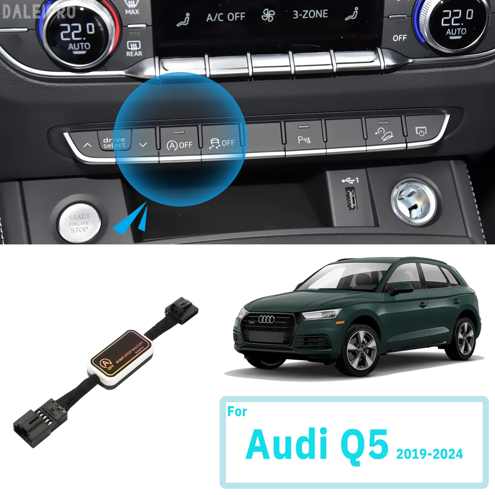 

For Audi Q5 2019 2020 2021-2024 80A Automatic Stop Start Engine System Disable Smart Shut Down Car Auto Start Stop Eliminator