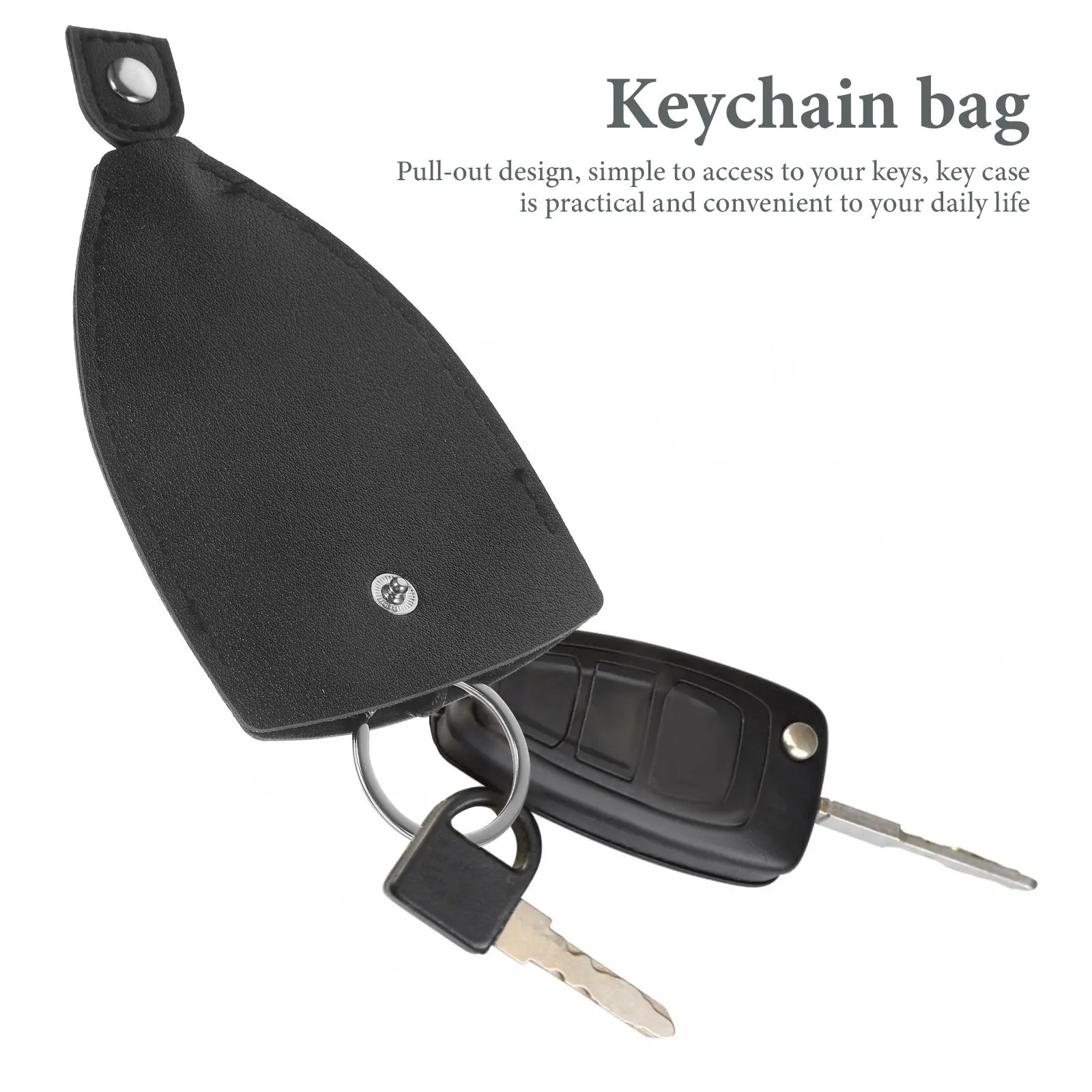 

2Pcs Small Key Pouch Pull-Out Design Car Key Bag Portable Lightweight Practical Safe Simple Structure Fine Texture