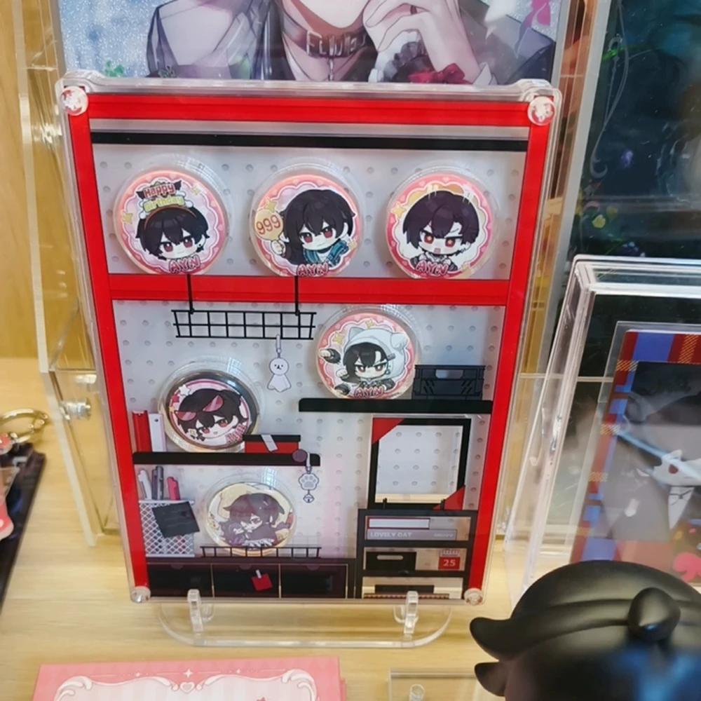 Acrylic Pegboard Badge Display Brick 38mm Baffle Badge Storage Board DIY Scene Decoration Anime Pin Display Stand for Anime Fans
