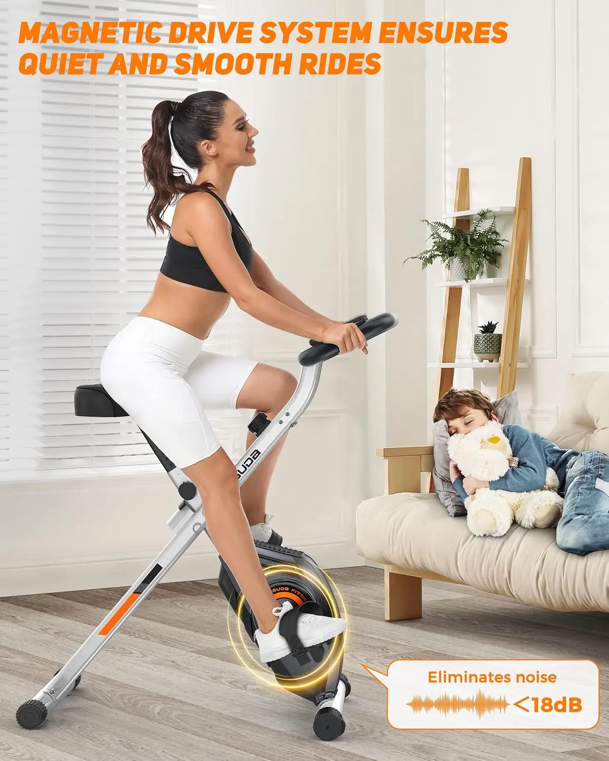 

Folding Exercise Bike - Foldable Stationary Bike for Home Gym Workout