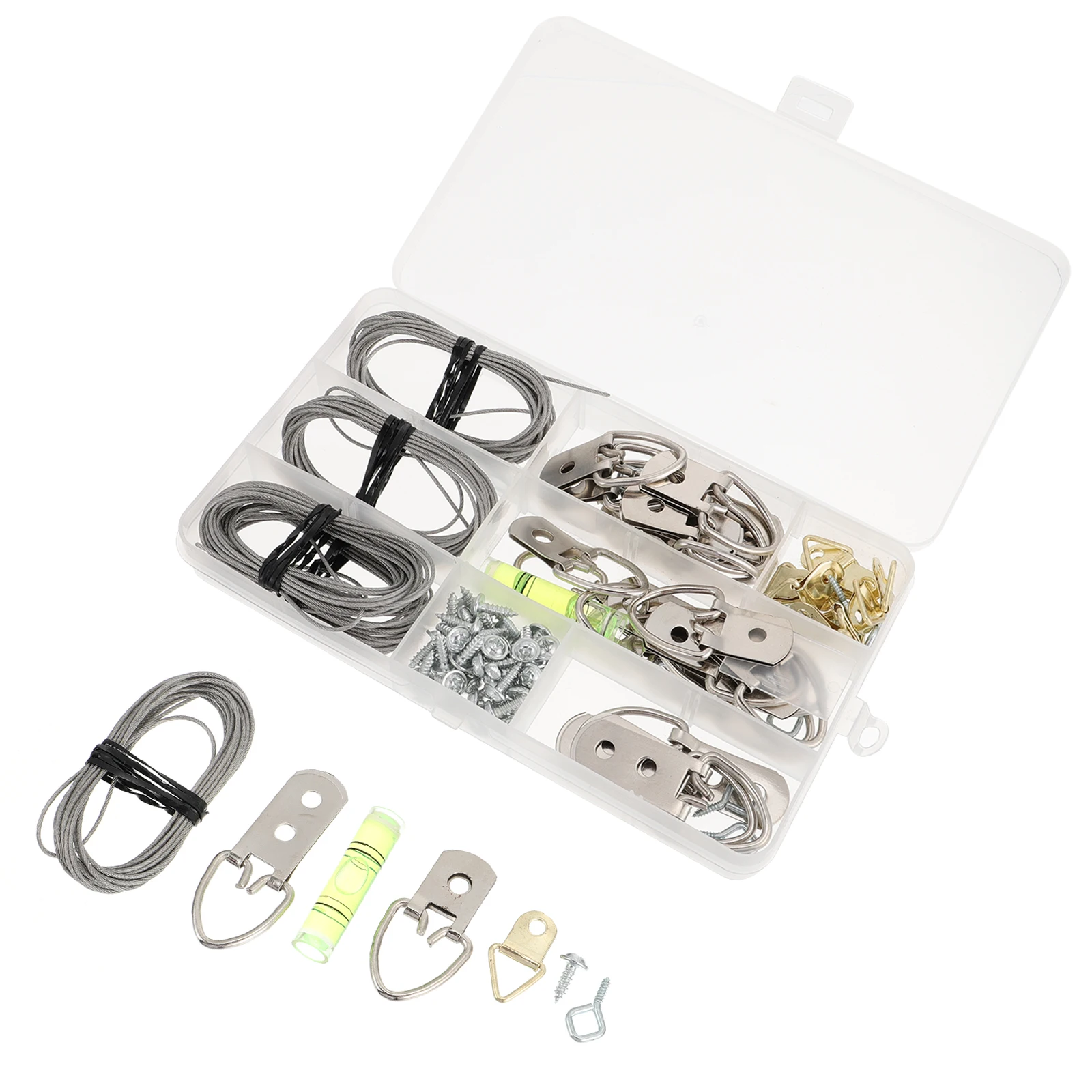 

102 Pcs Picture Wire Hanging Kit Photo Frame Hooks Screws Eye Screws Hooks Wires Hardware Accessories Home Office Bedroom