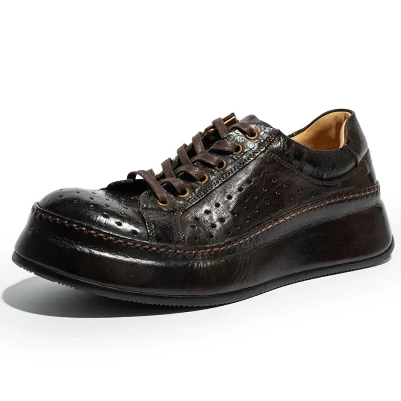 Horse Hip Leather Handmade Shoes Men's Summer Sports Casual Shoes Retro Washed Horsehide Breathable Comfortable Horse Skin Shoes