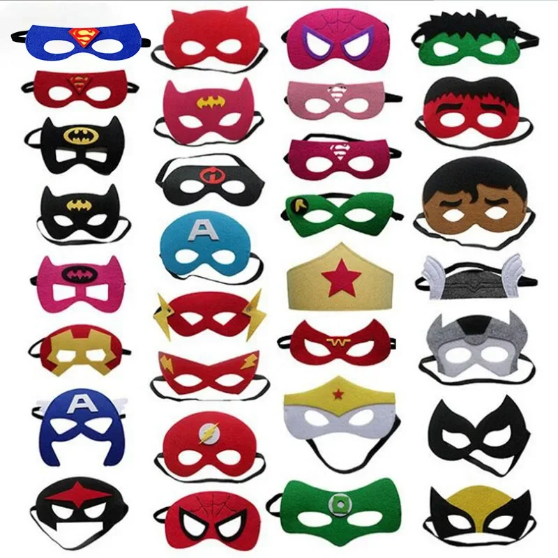 Superhero Kids Cosplay Masks Hulk Spiderman Captain America Mask for Boys Girls Birthday Party Halloween Accessory Props^0*f