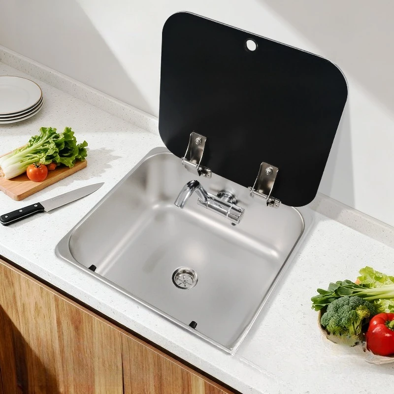 RV Stainless steel sink Kitchen with cover wash basin Mini vegetable basin GR-23150B single sink