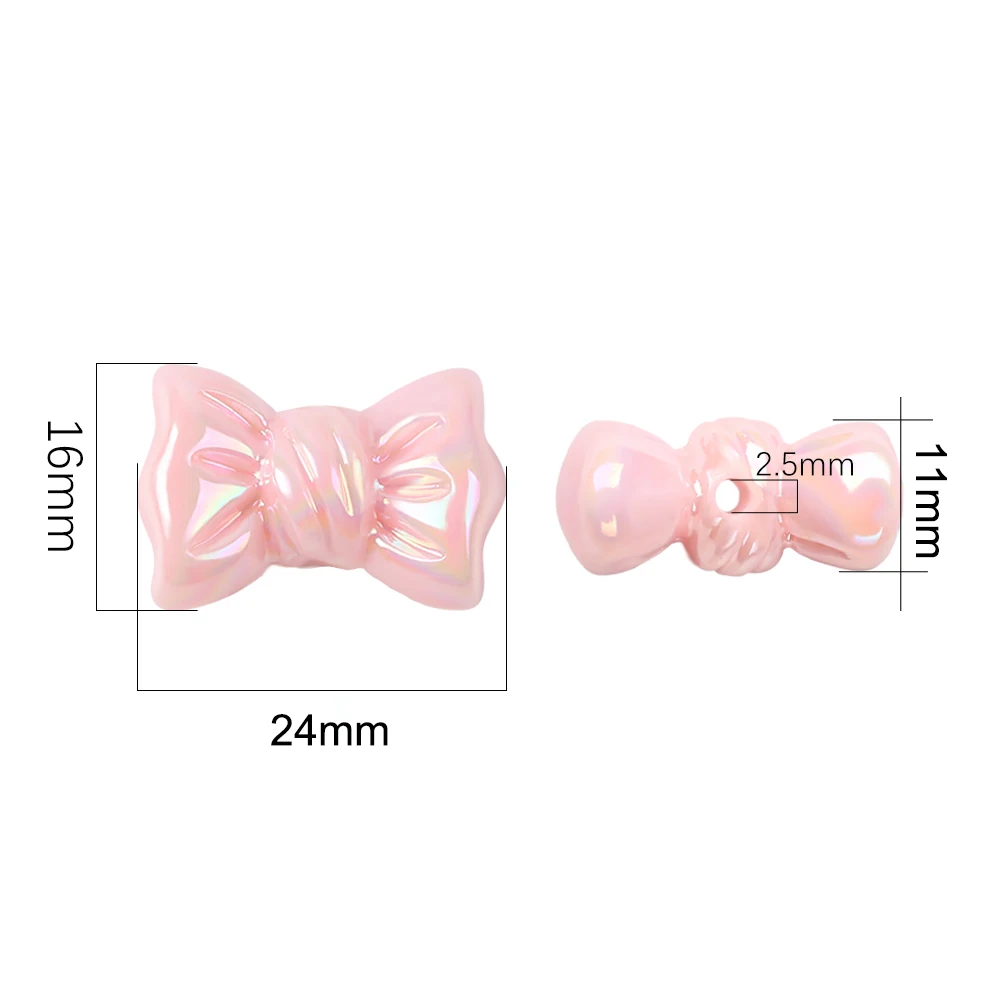 10pcs AB Candy Color Candy Bow Shaped Beads Acrylic Crystal Jewelry Handmade DIY Phone Chain Making Material Accessories