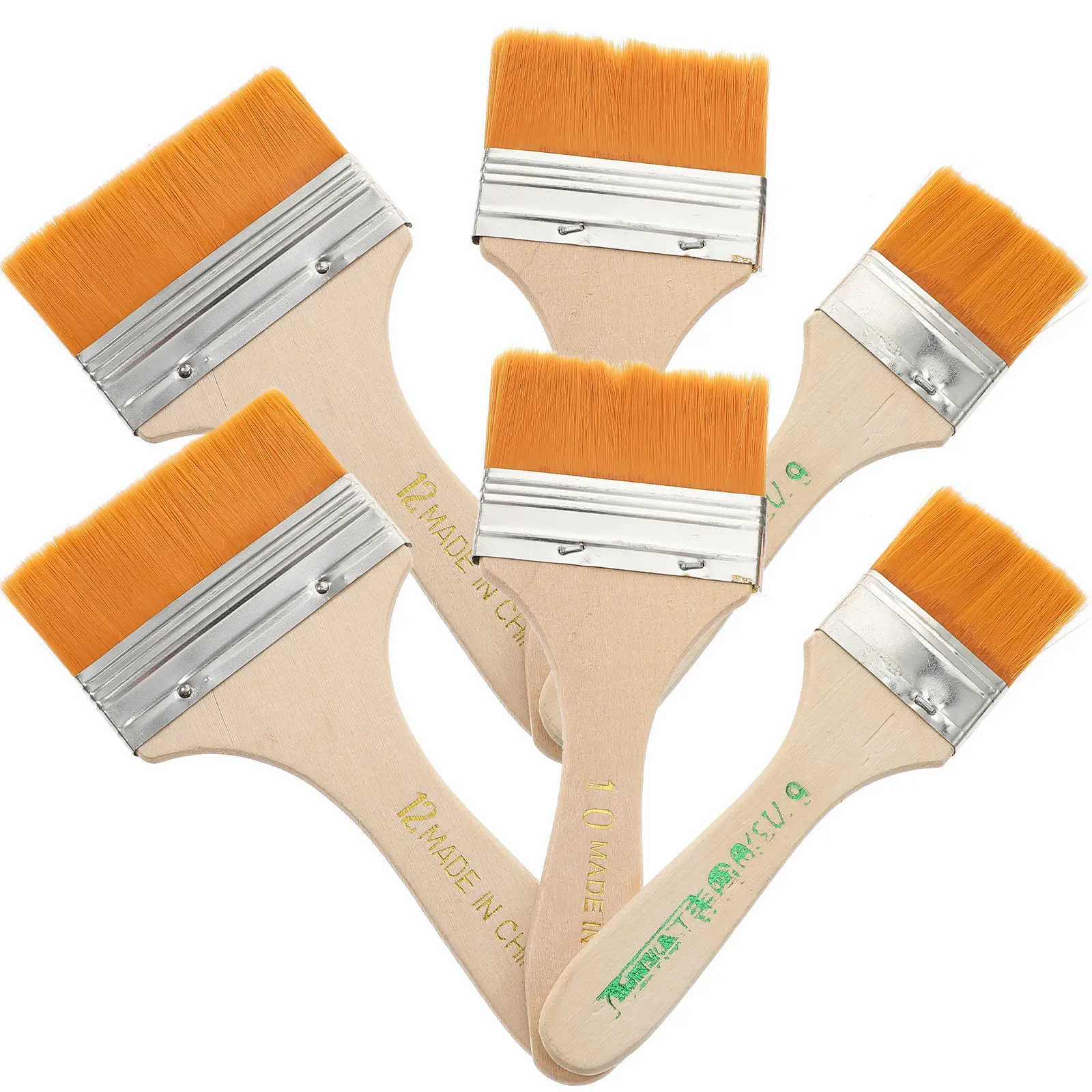 6Pcs Oil Painting Brushes Wooden Handle Lightweight Comfortable Grip Portable Painting Brush Set Home and School Use