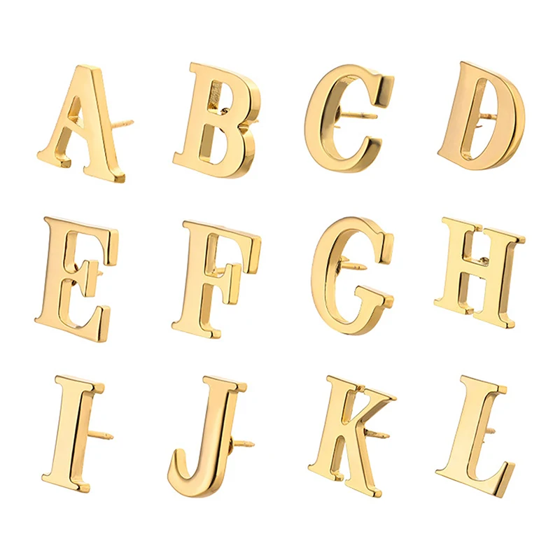 High Quality Classic Style Gold Letter A-Z Metal Brooch Women Men's Lapel Pin Women's Hat Scarf Backpack Badge Jewellery