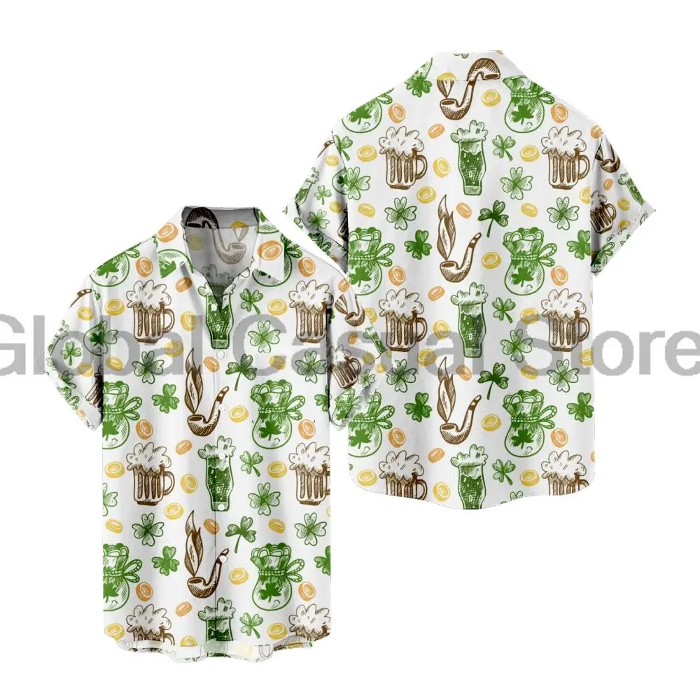 

Рубашка с короткими рукавами ко Дню Святого Патрика, футболка с откидным воротником, уличная футболка с отложным воротником, рубашка с короткими рукавами и графикой