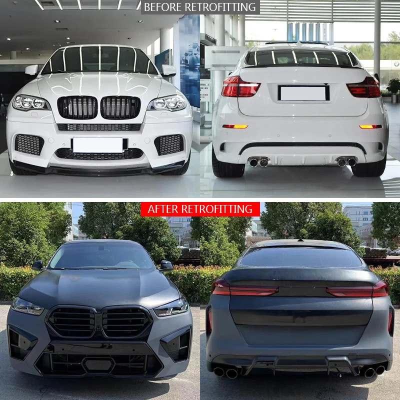 2008-2014 E71 X6 Car Modification Upgrade 2023 G06 X6 Front and Rear Bumpers Car BodyKit for X6