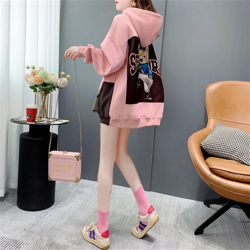 Loose Korean Version Jacket Spring and Autumn Thin SweaterWinter Plush and Thick Coat Plus Size Sweatshirts Pullover Hoodies Top