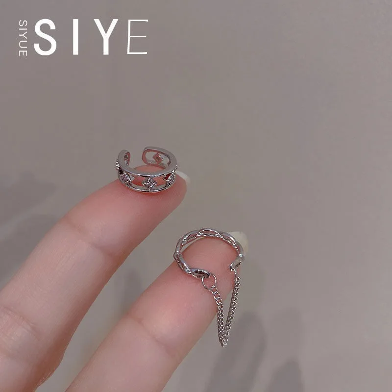Clip Earrings Tassel Rhinestone Retro Silver Tone Alloy Hypoallergenic Lightweight No Piercing Elegant Versatile Daily Wear Gift