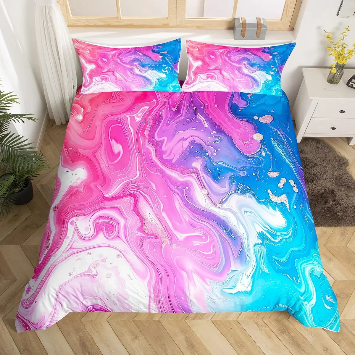 Purple Marble Duvet Cover Single Twin Full King Abstract Comforter Cover Marble Watercolor Bedding Set Ultra Soft Cozy 3 Pieces