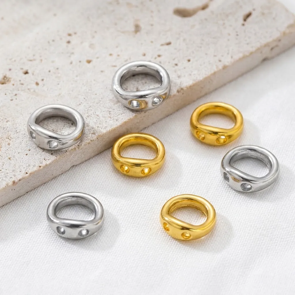 20pcs End Bead Tip Double Hole Connector Rings End Caps Hooks For Necklace Bracelet Jewelry Making Supplies Accessory Findings
