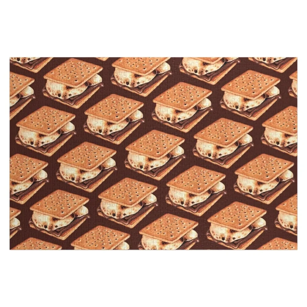 

S'mores Pattern - Brown Jigsaw Puzzle Wood Photo Personalized Customizeds For Kids Puzzle