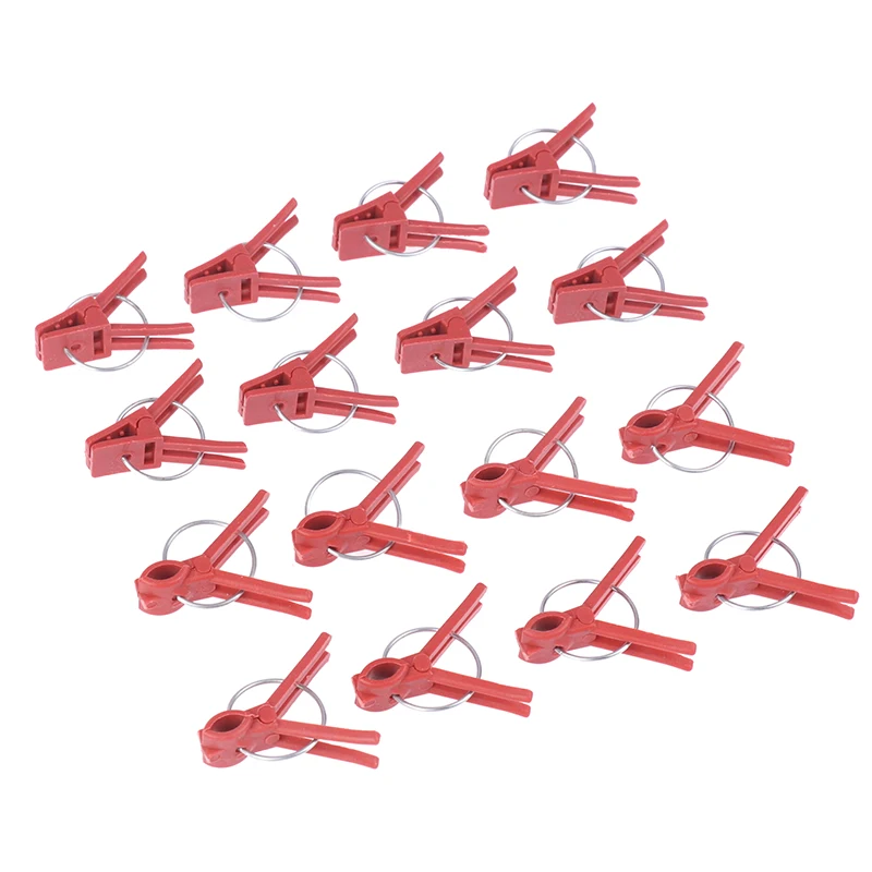 50pcs Durable Plastic Grafting Clamps Small Grafting Clips Round Red Clamps For Gardening Vegetables Flowers Shrubs