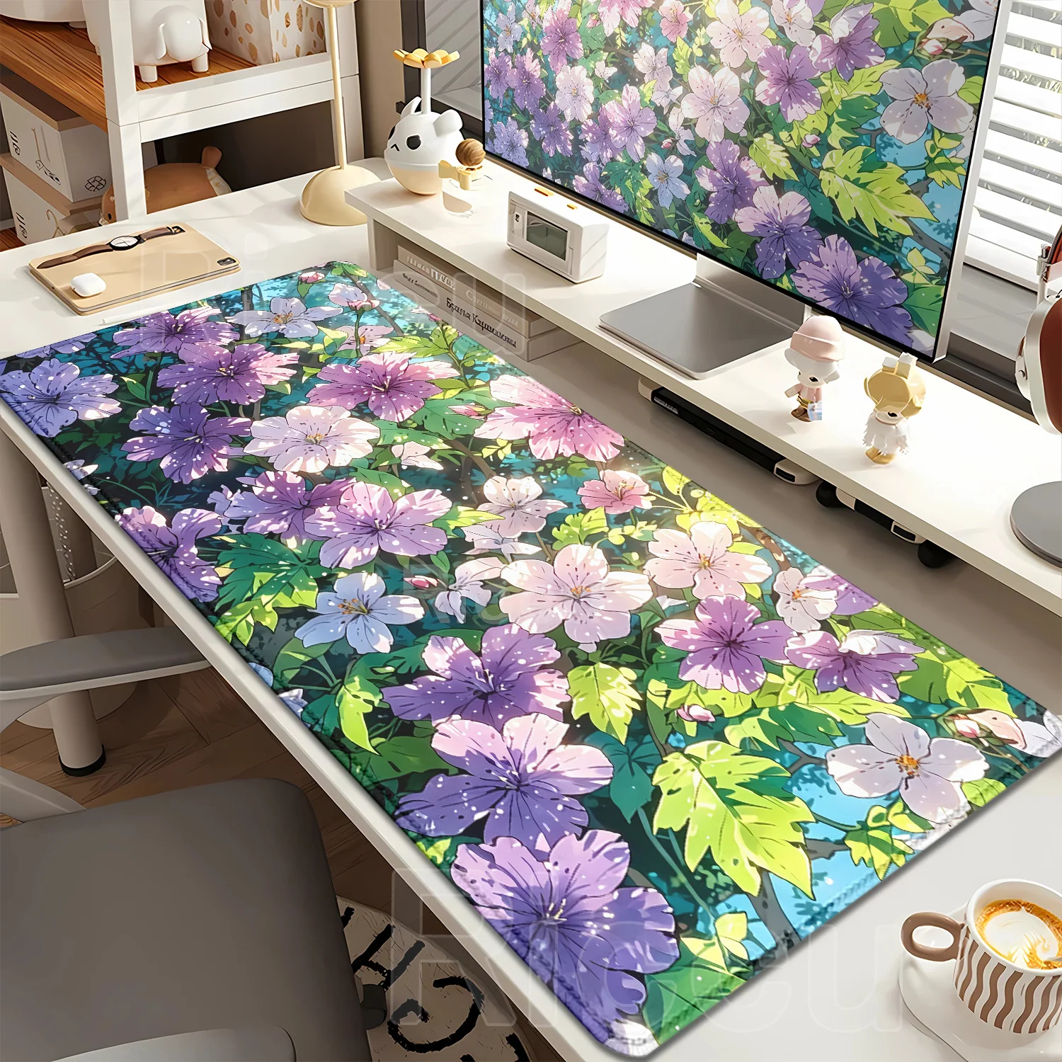 Gaming Large Beautiful Flower Pads Mouse Pad with Non-slip Natural Rubber Precise Seam Design Washable Durable for Office Use