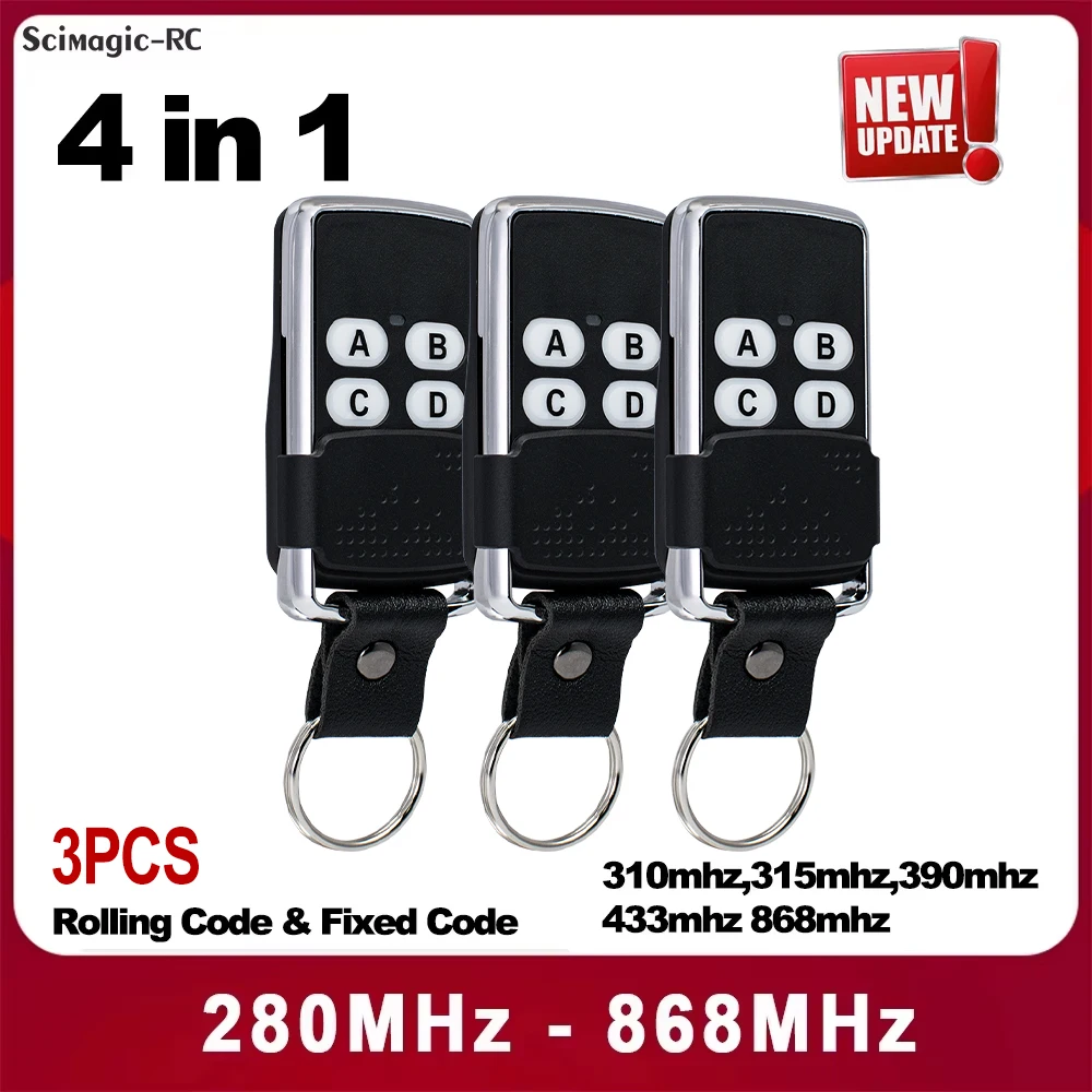 1-3pcs New Multi Frequency 433MHz 868MHz Universal Clone Remote Control Keychain For 280-868MHz Fixed Rolling Code Gate Opener