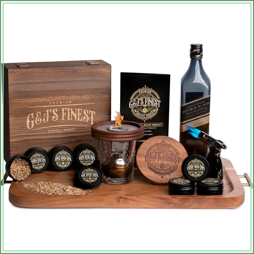 

Whiskey Smoker Kit with QuadTorch, 6 Wood Chips, Wood Box for Smoking Drinks, Cocktail Smoker, Bourbon Smoker, Old Fashioned Smoker, Smoked Whisky Gift for Father's Day