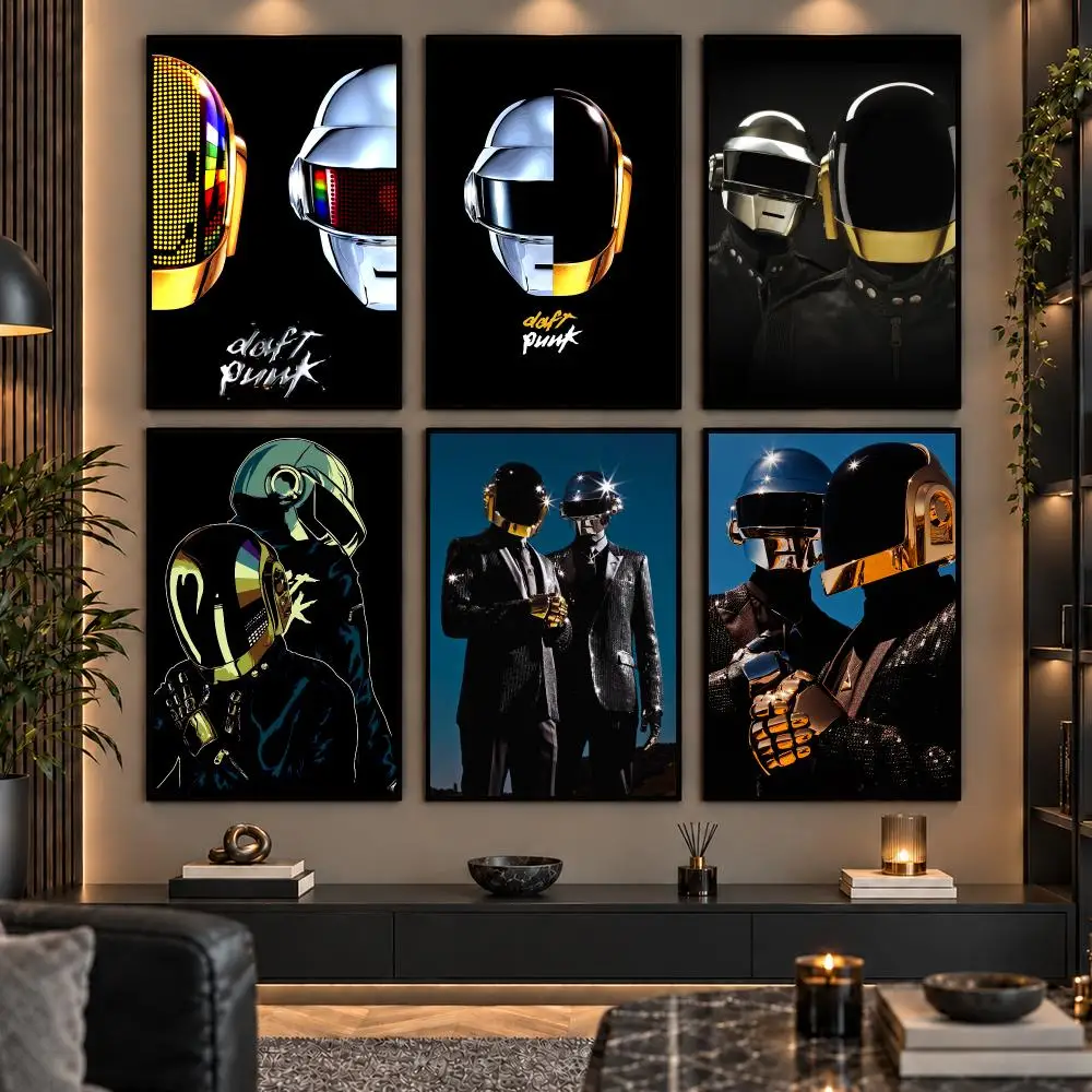Electronic Music Duo D-Daft P-Punk Painting Calligraphy Canvas Wall Art Prints for Living Room Bedroom Home Decor Gift