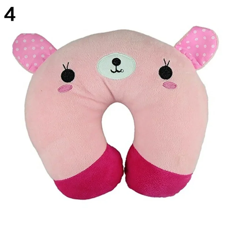 Cute Cartoon Animals U Shaped Pillow Travel Car Neck Rest Pillow Support Head Rest Cushion Panda Cat Bear Rabbit Pig