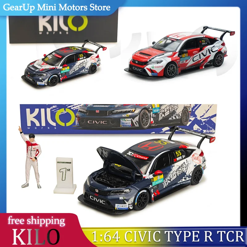 

KILO 1:64 Honda Civic Type R TCR Limited #55 #77 #66 Foshan Expo Debut Driver Figure Diecast Model Racing Fan Toy Christmas Gift