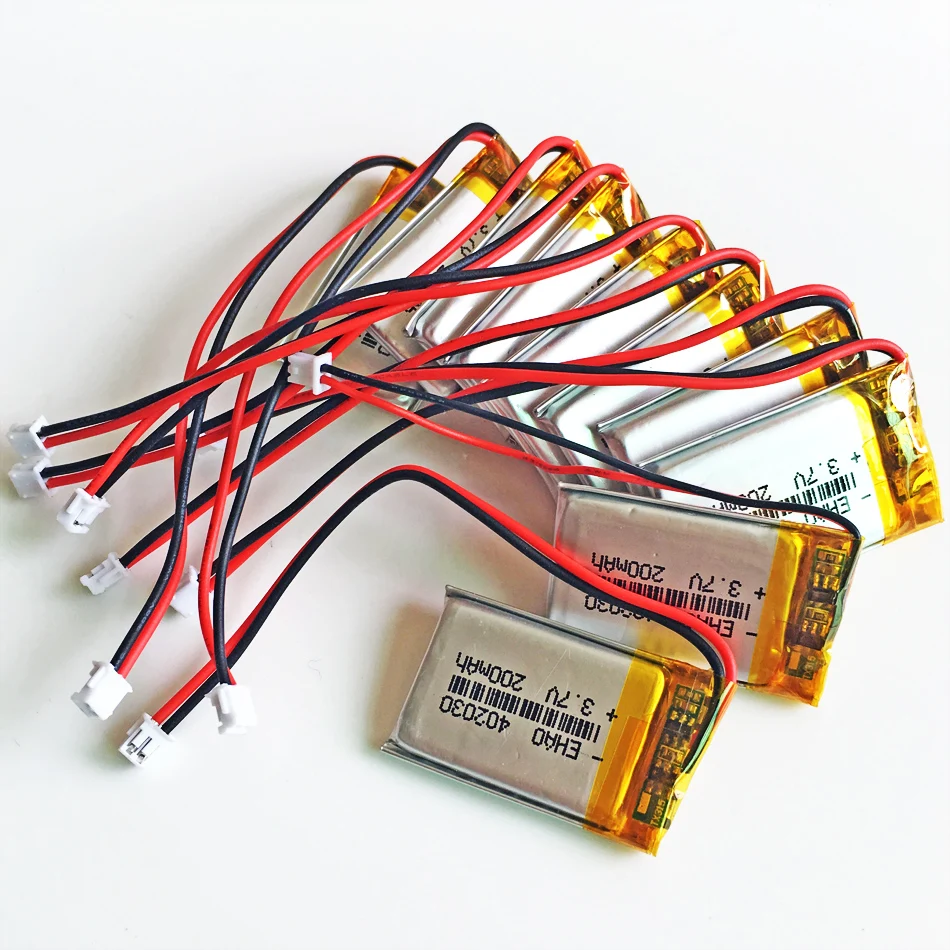 10 x pcs 3.7V 200mAh LiPo Rechargeable Battery 402030 with JST ZH 1.5mm 2pin Plug For Mp3 Camera Bluetooth Headphone GPS Recorde