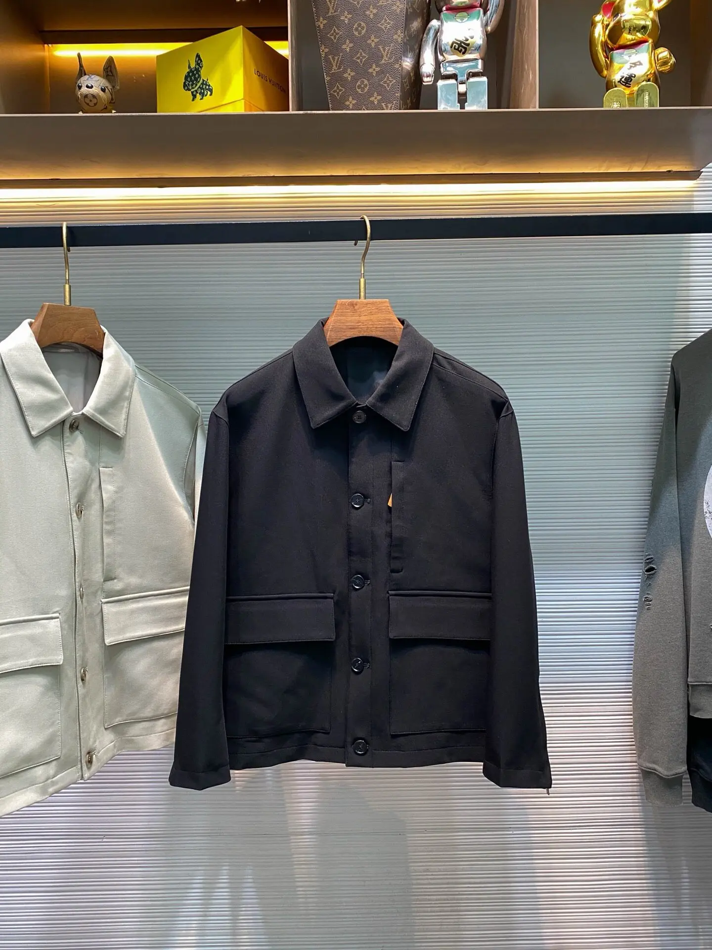New anti-wrinkle windproof fabric lapel jacket, tooling multi-pocket old money wind loose casual jacket