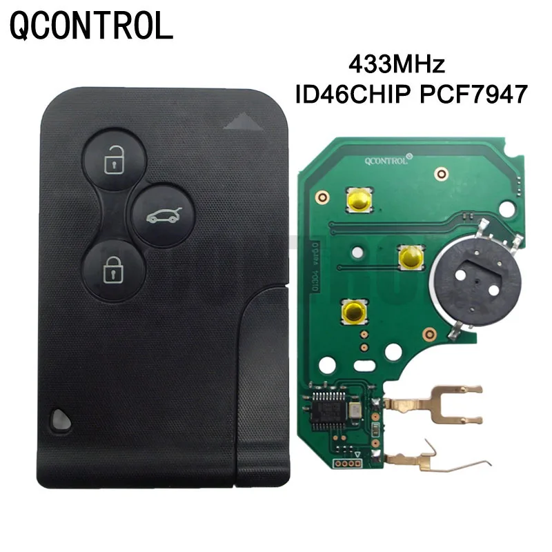 

QCONTROL 433MHz 3 Buttons Car Remote Smart Key Suit for Renault Clio Logan Megane 2 3 Scenic 434Mhz 7947 Chip