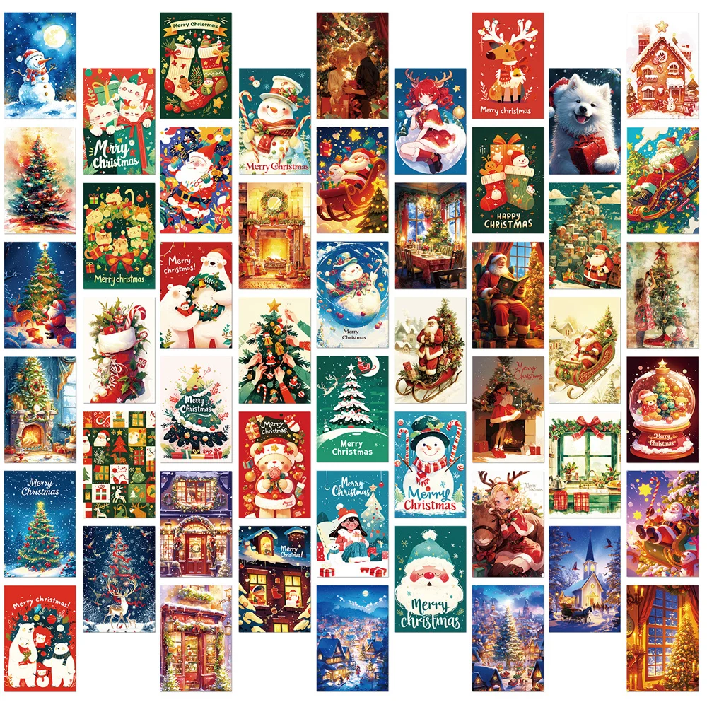 

50 Christmas Holiday Theme Card set DIY Decoration Background Card Gift Greeting Card Postcard Message Card Party Party Supplies