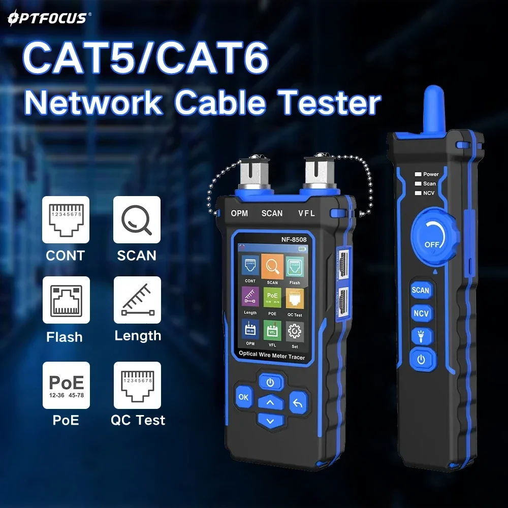 NETONE Network Cable Tester CAT5 CAT6 POE Checker Network Line Finder OPM VFL 10mw High Quality Tester