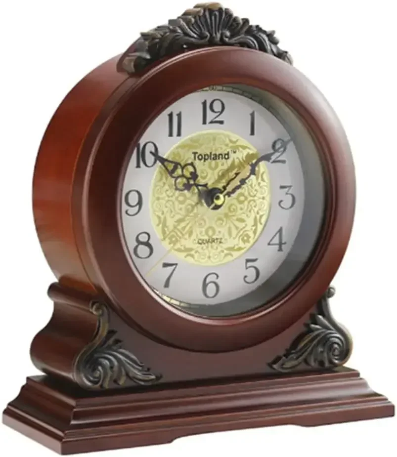 

Mantel Clock Decorative Chime Wood Mantle Clock Battery Operated - Silent Wooden Mantle Clock for Living Room Decor Above Firepl