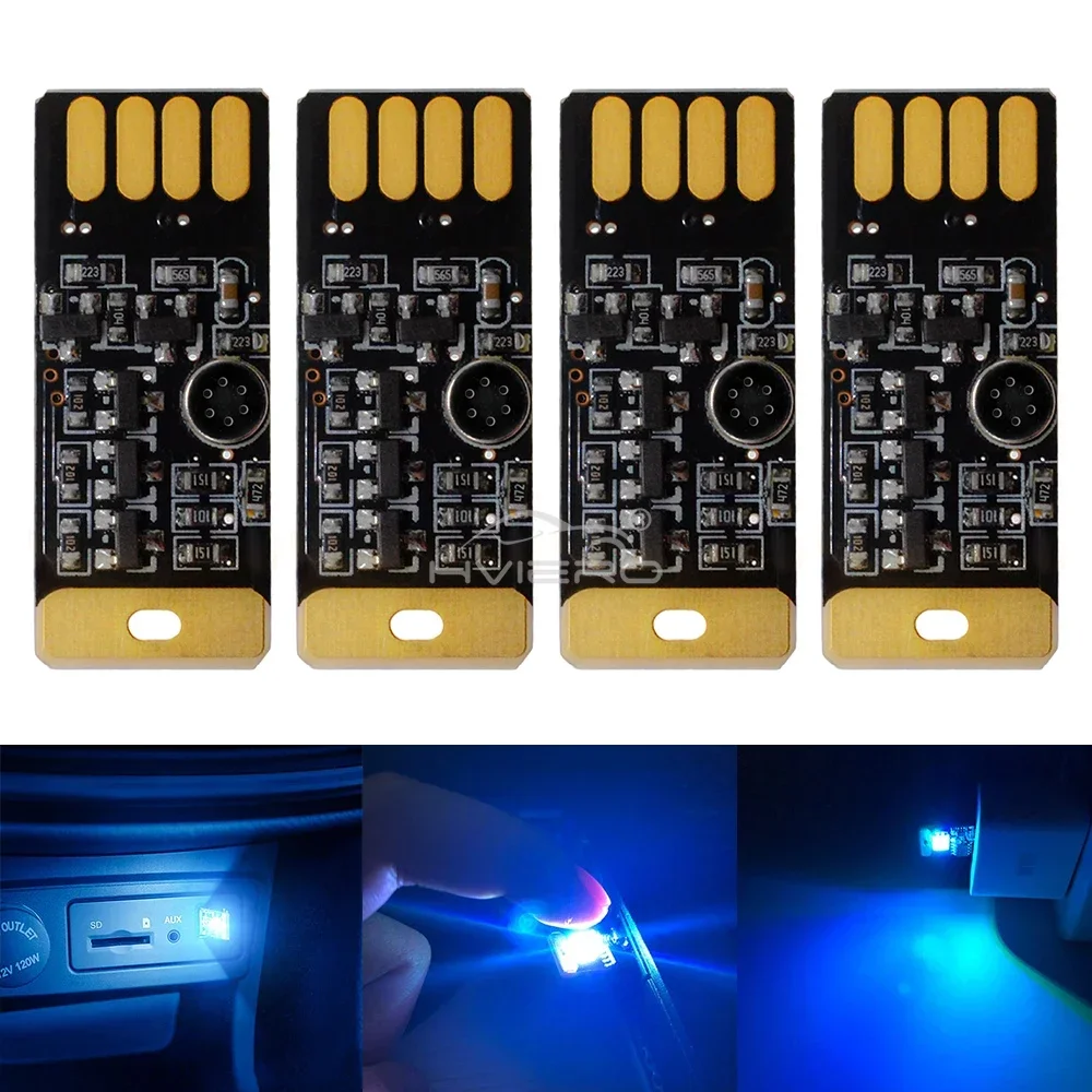 Car USB Dome Reading Light Music-Activated Dimmable RGB Led 5V Atmosphere Decorative Emergency Voice Trunk Interior Ambient Lamp