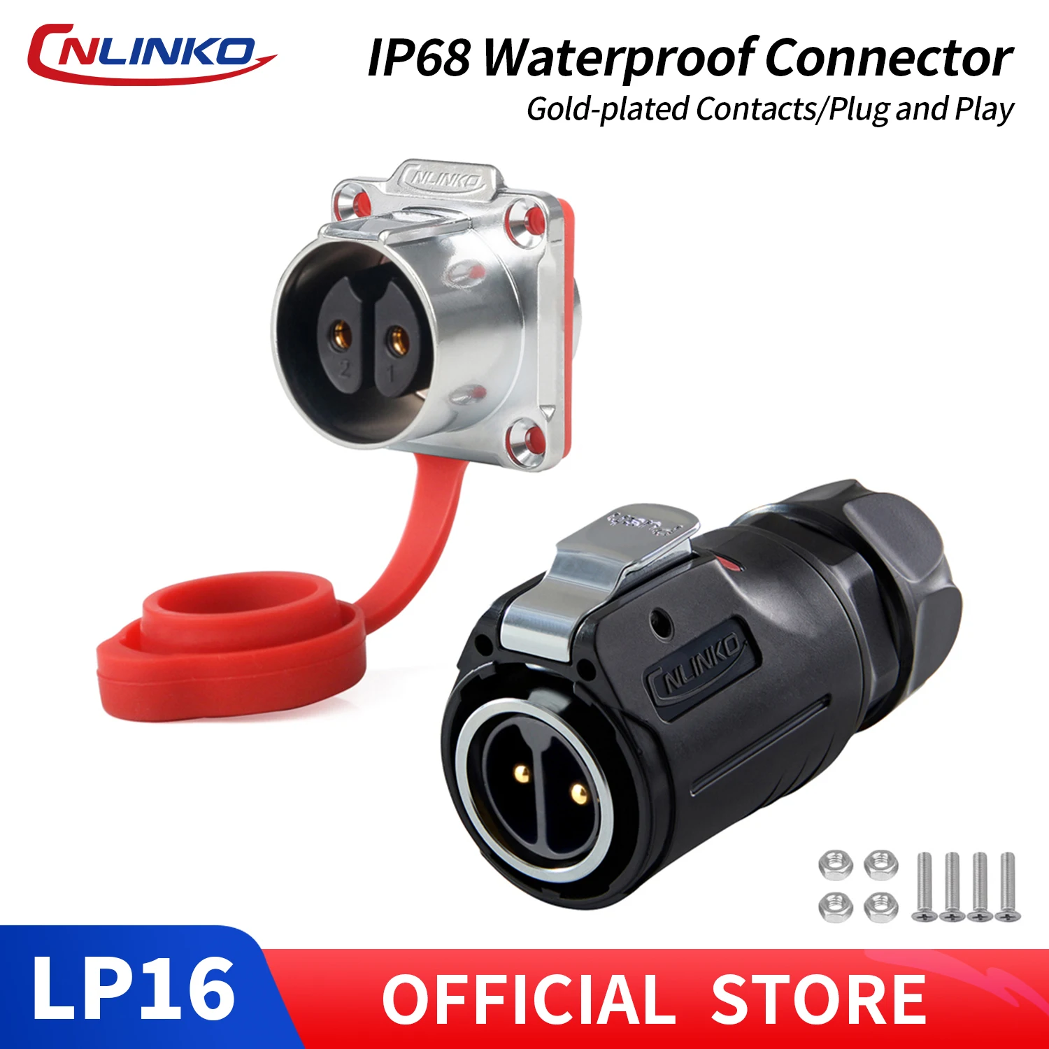 CNLINKO M24 IP68 Circular Heavy Duty Connector 4/24Pin Male/Female Push-Pull Lock for Industrial Automation Signal Transmission