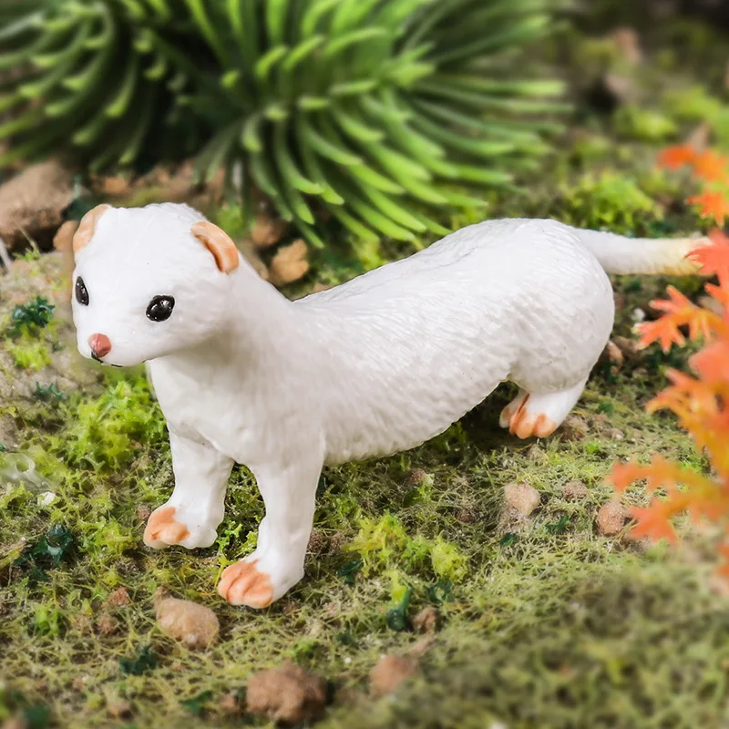 Simulation Ferret model Short-tailed Weasel desktop ornament Stoat Ermine family decoration