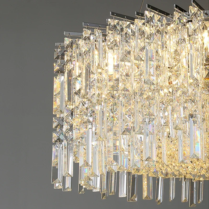 الحديثة كريستال LED الثريا الكروم جولة شنقا تركيب المصابيح لغرفة المعيشة غرفة الطعام ديكور المنزل الفاخر غرفة نوم