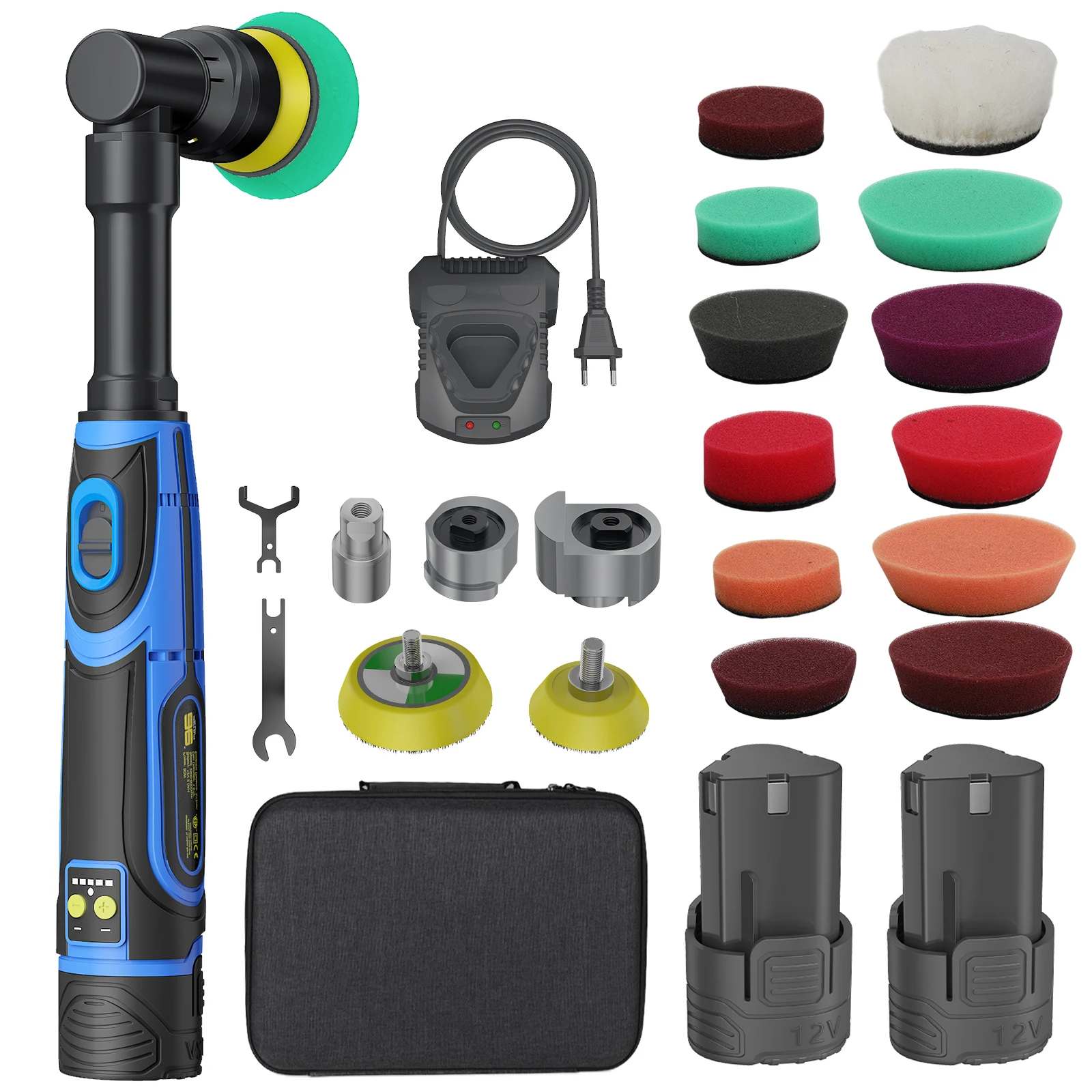 Draadloze 12V Mini Autopolijstmachine RO/DA Detailing Draadloze Autopolijstmachine 3/12mm Excentrische Polijstpads Set Voor Auto Waxen