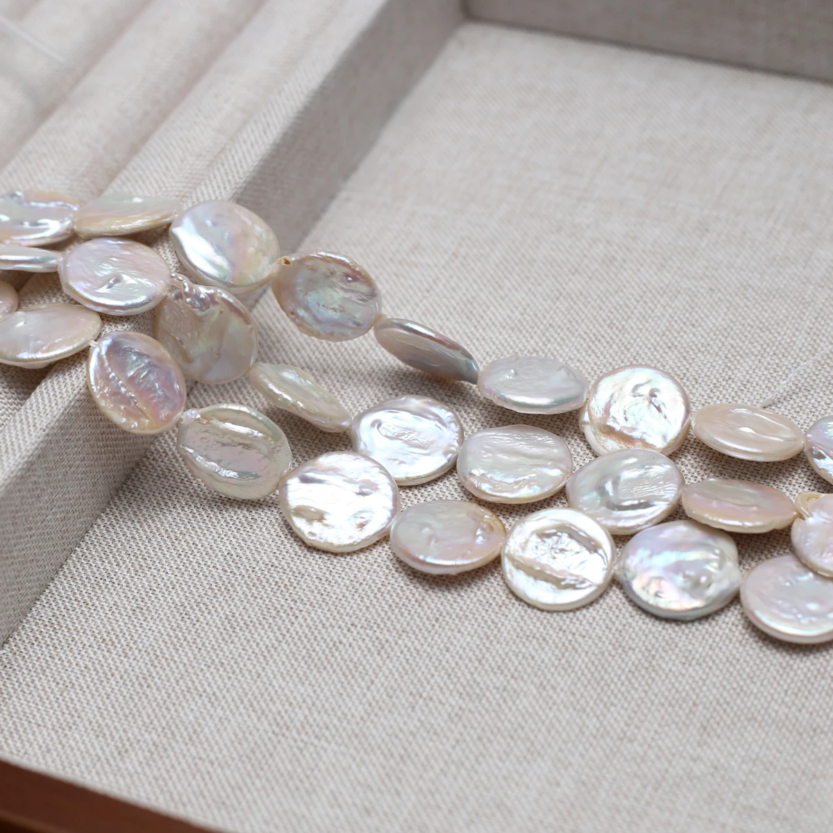 15x15 مللي متر الباروك لؤلؤ المياه العذبة الطبيعية عملة الخرز Charms DIY بها بنفسك النساء الرجال قلادة مستلزمات صناعة المجوهرات اكسسوارات 18 سنتيمتر