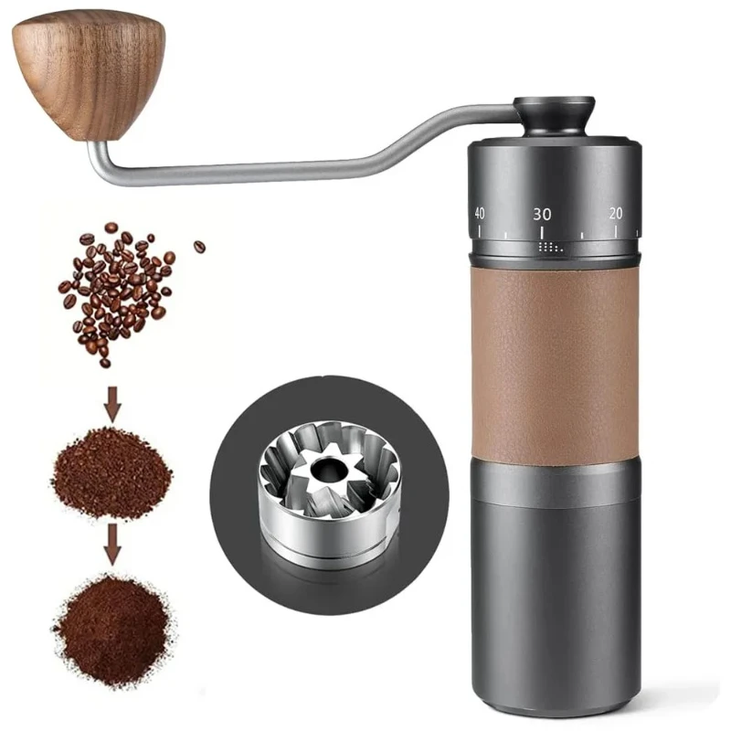 

Large-capacity portable manual coffee grinder external grinding adjustment valve for coffee lovers at home office or camping
