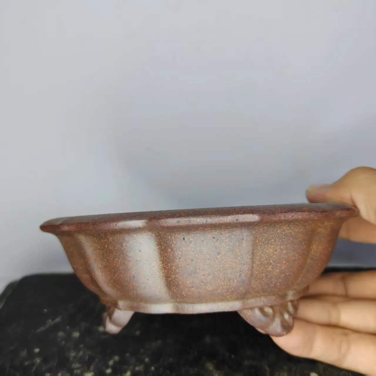 Lotus Shape Cloud Feet Unglazed Yixing Clay Bonsai Pot