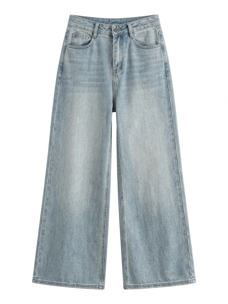 

Женские светло-голубые джинсы Bonboho с высокой талией и широкими штанинами, модель 2026 года, летние повседневные джинсы свободного кроя для уличной моды и отпуска