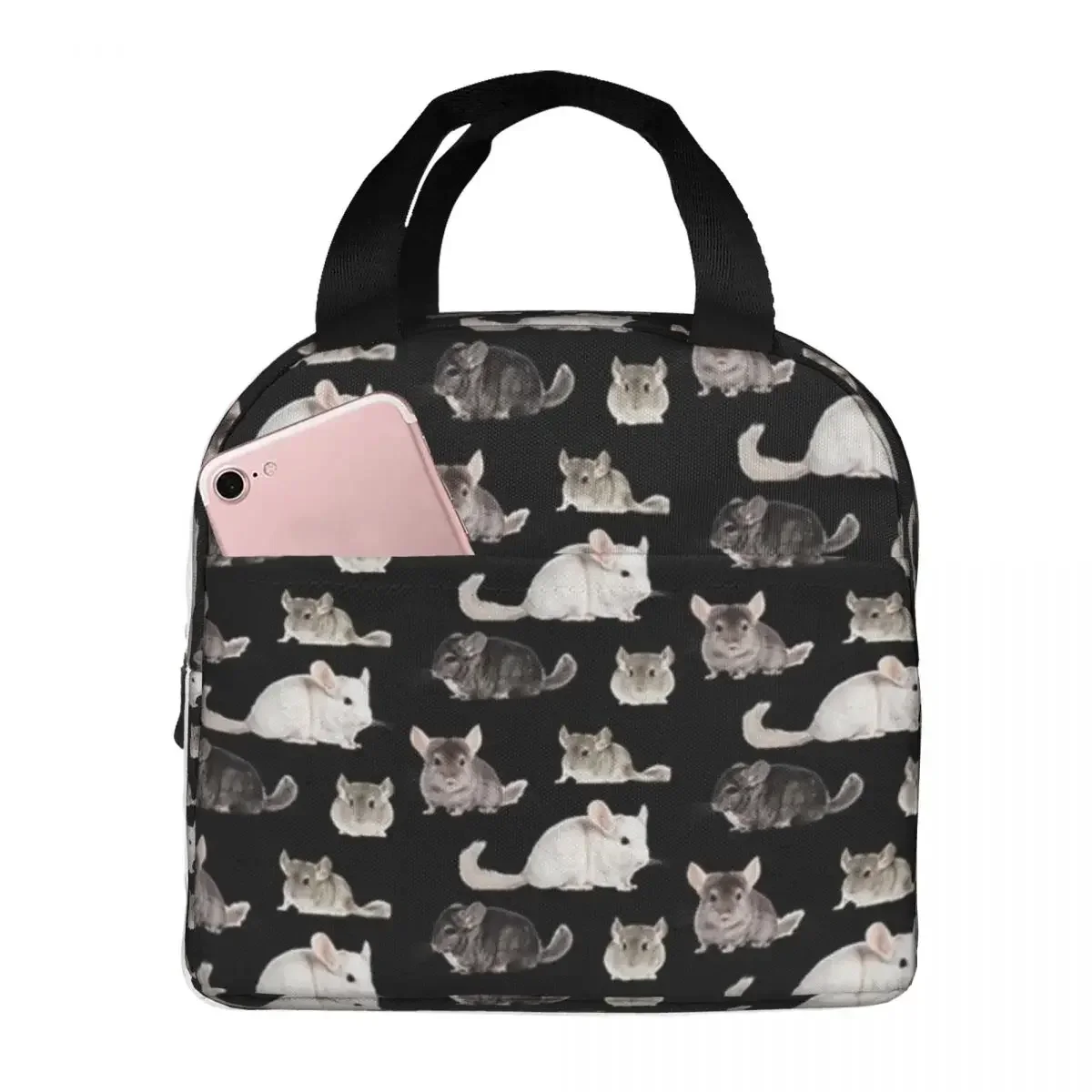 

Chinchilla Sticker Pack Lunch Bags Insulated Bento Box Portable Lunch Tote Resuable Picnic Bags Cooler Bag for Woman Girl Office