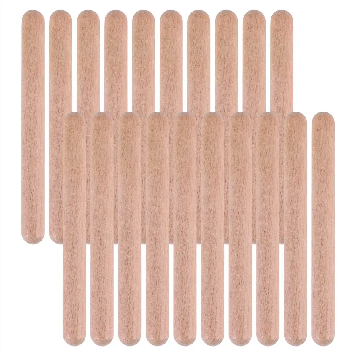 T34C 20Pieces 8 Inch Kids Rhythm Sticks Music Lummi Sticks Classical Wood Claves Musical Percussion Instrument Musical Sticks