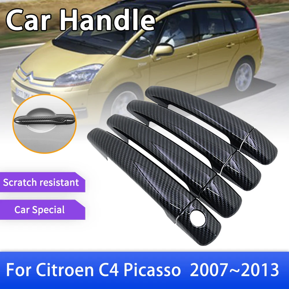 

Carbon Fiber Door Handle Cover For Citroen C4 Picasso 2007 2008 2009 2010 2011 2012 2013 Catch Cap Trim Car Accessories Stickers