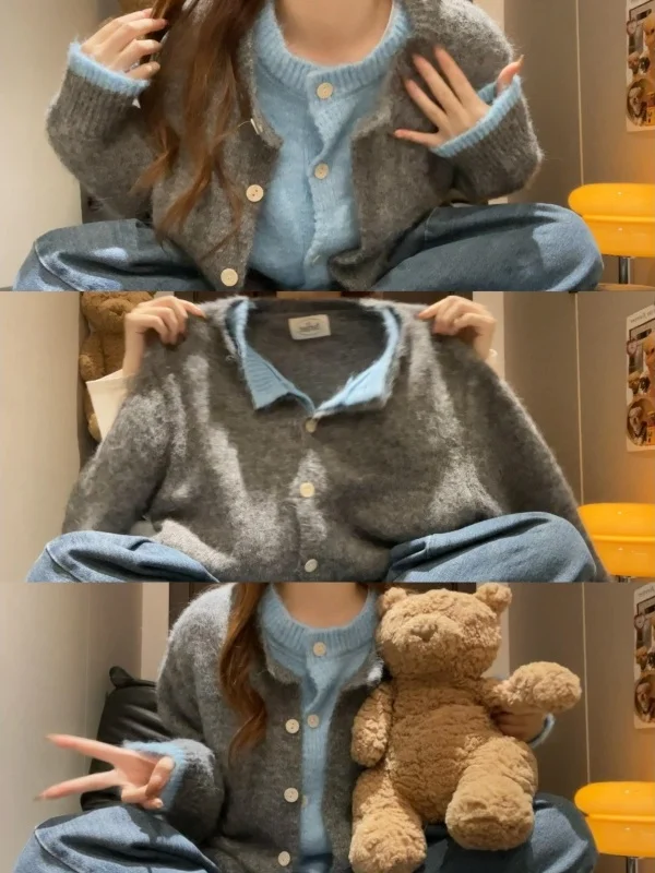 

Soft Cozy Korean Sle Women's Sweater Early Spring New Loose Slimming Knitted Top High-End Feeling Woolen Outerwear
