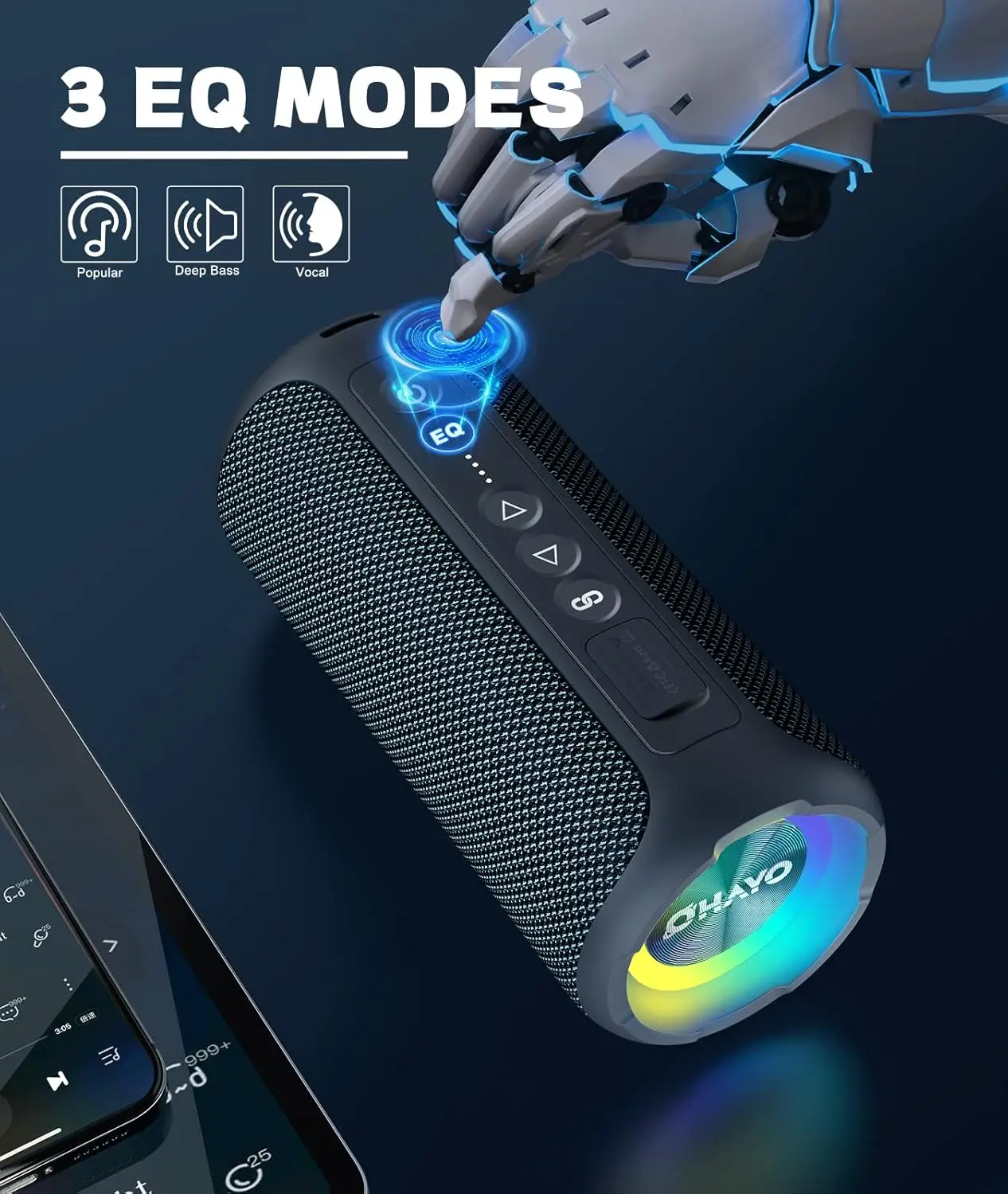 Ohayo Portable Bluetooth Speaker, 40W Loud Stereo Speakers Bluetooth Wireless, IPX7 Waterproof Shower Speakers with Deep Bass view 6