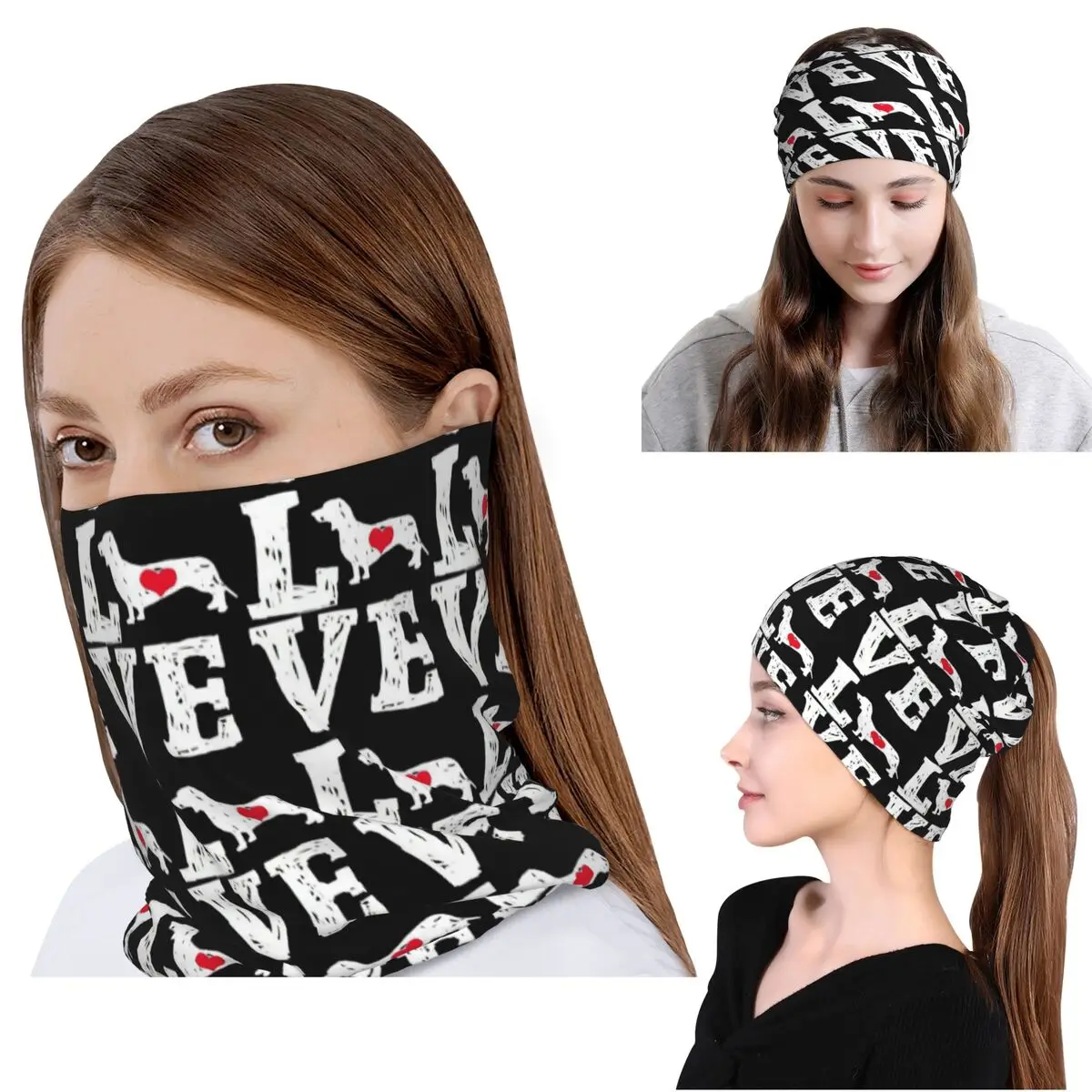 

Dachshund Pattern Art Bandana Neck Gaiter Wrap Mask Scarf Multifunction Cycling Scarf Beanies Hat Unisex Adult All Season