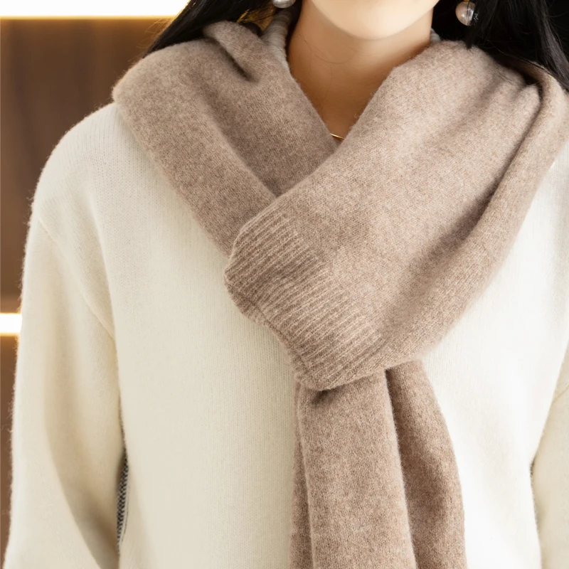 

100% Merino Wool Cardigan Scarf For Women Sweater Shawl Loose Cashmere Top Autumn Winter Soft Cozy Knitted Fashion Clothes Scarf