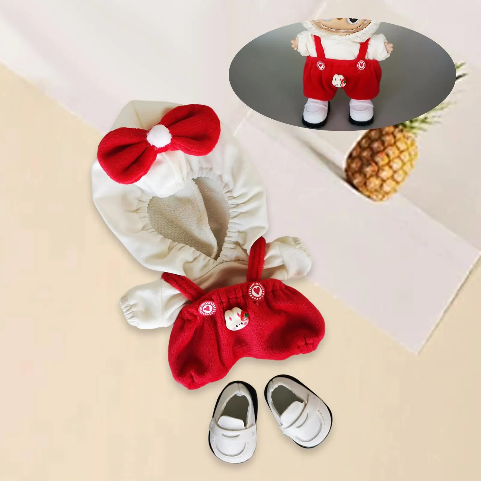 Pantaloni con cappuccio per bambola di peluche Giocattolo per bambola fai da te Puntelli per foto di moda morbidi per bambini Regalo di compleanno Costumi adorabili per bambola da 5,91 pollici