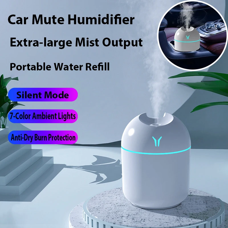 

250 мл USB-увлажнитель с распылителем для воды с цветной подсветкой, супер туман, небольшой увлажнитель воздуха для дома, спальни, офиса, автомобиля, бесшумный увлажнитель